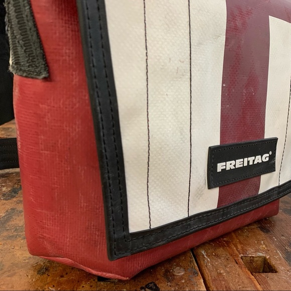 freitag Handbags - FREITAG Lassie Messenger Bag Unisex Red & White OOAK